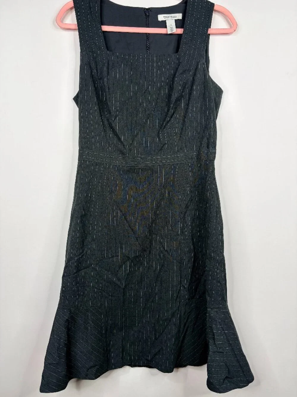 White House Black Market Pinstripe Square Neck Fit and Flare Dress 4 #A3962